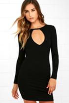 Here To Party Black Long Sleeve Bodycon Dress | Lulus