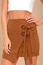 J.o.a. Modern Masterpiece Light Brown Wrap Mini Skirt