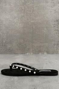 Cape Robbin Laveda Black Suede Pearl Flip Flops