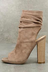 Lulus Only The Latest Taupe Suede Peep-toe Booties