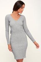 Do It Again Heather Grey Long Sleeve Sweater Dress | Lulus