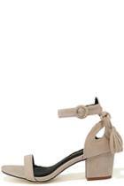 Chase & Chloe Shelby Nude Suede High Heel Sandals