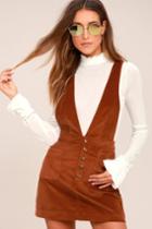Free People | Old School Love Rust Orange Corduroy Pinafore Dress | Size 6 | Lulus