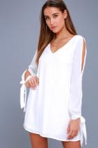 First Date White Long Sleeve Shift Dress | Lulus