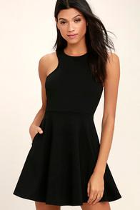 Lulus Little Wonder Black Skater Dress