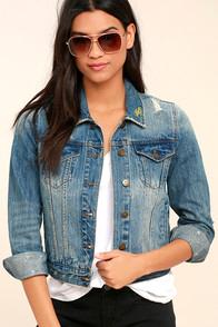 Pistola At Your Command Blue Distressed Denim Jacket