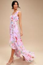 Tawny Lavender Floral Print Wrap Maxi Dress | Lulus