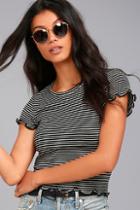 Project Social T Lainey Black And White Striped Tee