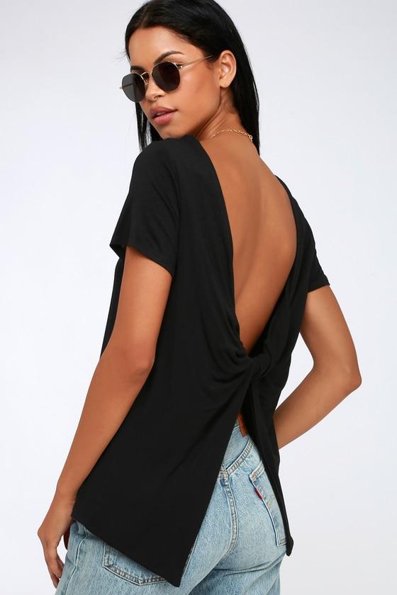 Boca Black Twisted Back Tee | Lulus
