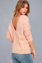 Lulus Snowed In Blush Pink Backless Sweater