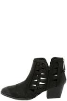 Qupid Sutton Black Cutout Ankle Booties