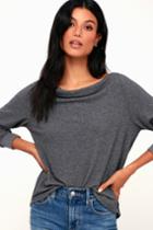 Project Social T Elm Charcoal Grey Cowl Neck Sweater Top | Lulus