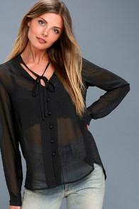 Lulus Style Education Black Blouse