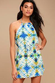 Jack By Bb Dakota Peggy White Print Halter Dress