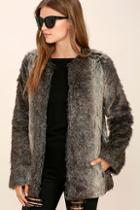 Jack By Bb Dakota Caddy Brown Faux Fur Coat