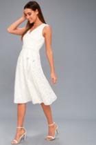 Siana White Lace Wrap Midi Dress | Lulus