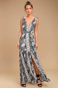 Lulus Mystical Moment Grey Print Maxi Dress