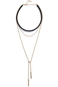 Lulus El Paso Black And Gold Layered Choker Necklace
