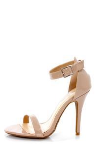 Anne Michelle Enzo 01 Nude Patent Single Strap Heels