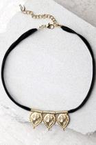 Lulus Fortunate One Gold And Black Choker Necklace