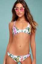 Stone Fox | Cai White Floral Print Bikini Bottom | Size Small | Lulus