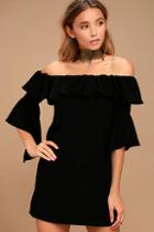 Lulus Showcase Your Talent Black Off-the-shoulder Dress