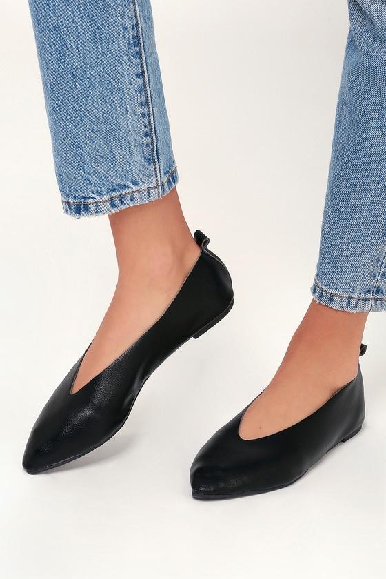 Qupid Quinnly Black Pointed Toe Flats | Lulus