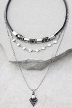 Lulus Terrific Hieroglyphics Black And Silver Layered Choker Necklace