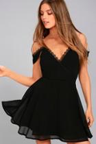 Lulus Absolutely Unforgettable Black Lace Off-the-shoulder Dress
