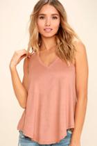 Z Supply My Song Blush Pink Suede Sleeveless Top