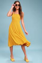 Going Coastal Mustard Yellow Midi Dress | Lulus