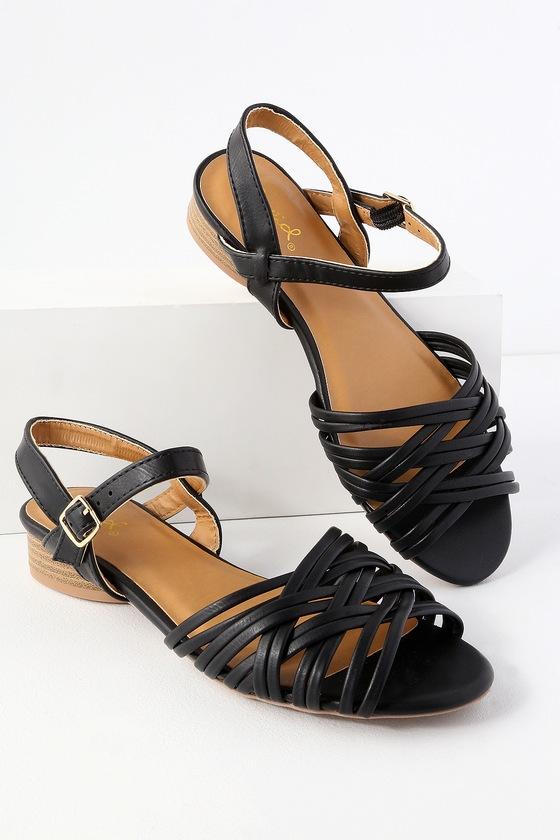 Qupid Isabeli Black Strappy Sandal Heels | Lulus