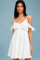 Percy White Off-the-shoulder Button-up Dress | Lulus
