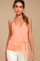 Re:named Take Note Peach Wrap Top | Lulus