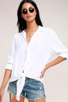 Amuse Society C'est La Vie White Long Sleeve Button-up Top | Lulus