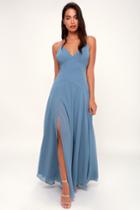 Lovely Still Slate Blue Sleeveless Maxi Dress | Lulus
