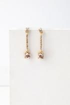 Dazzle Me Gold And Pink Rhinestone Earrings | Lulus