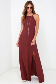 Gentle Fawn Courtyard Stroll Burgundy Maxi Dress