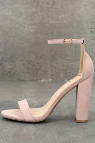 Lulus Taylor Nude Suede Ankle Strap Heels