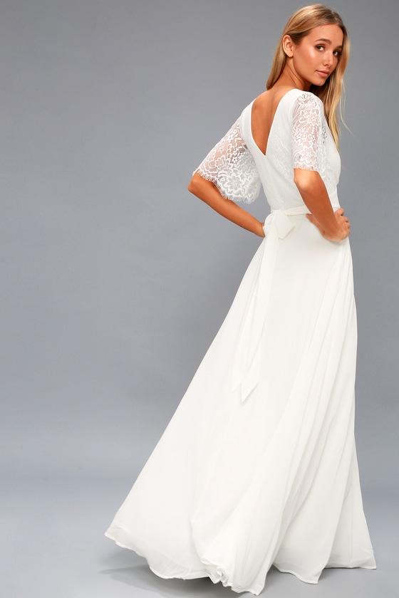 Daphne White Lace Maxi Dress | Lulus
