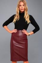 Lulus | Pencil Me In Burgundy Vegan Leather Midi Skirt | Size Large | Purple | Vegan Friendly