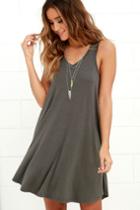 Z Supply | The Breezy Charcoal Grey Swing Dress | Size Large | Lulus