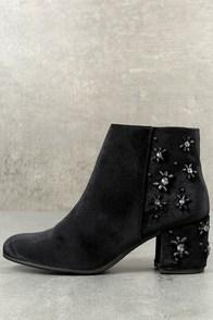 Circus By Sam Edelman Veruca Black Velvet Rhinestone Ankle Booties
