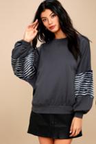 On The Road | Bella Grey Faux Fur Sweatshirt | Size Small | Lulus