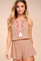 Lulus Barcelona Beauty Blush Pink Embroidered Romper