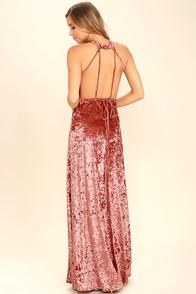 Lulus Sway My Options Rusty Rose Velvet Maxi Dress