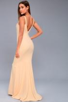 Celena Nude Beaded Maxi Dress | Lulus