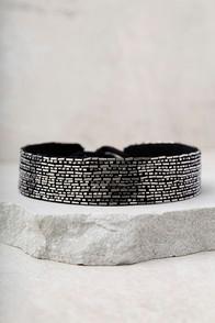 New Friends Colony Evanthe Black Beaded Choker Necklace
