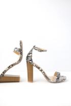 Taylor Beige Snake Stacked Ankle Strap Heels | Lulus