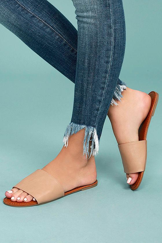 Addison Natural Slide Sandal Heels | Lulus